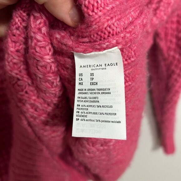 American Eagle Outfitters Whoa So Cozy Hot Pink Waffle V-Neck Sweater Size XS - Picture 5 of 7